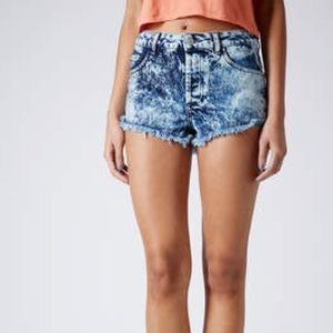 Topshop Moto Acid Wash Distressed Denim Shirts